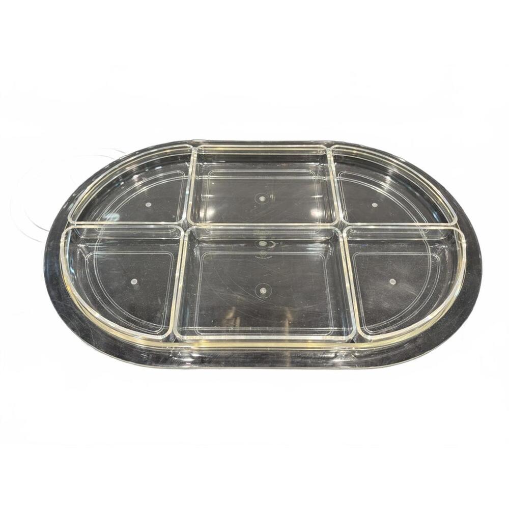 Vintage André Morin Clear Acrylic‎ Divided Serving Tray Platter 70's Made Canada